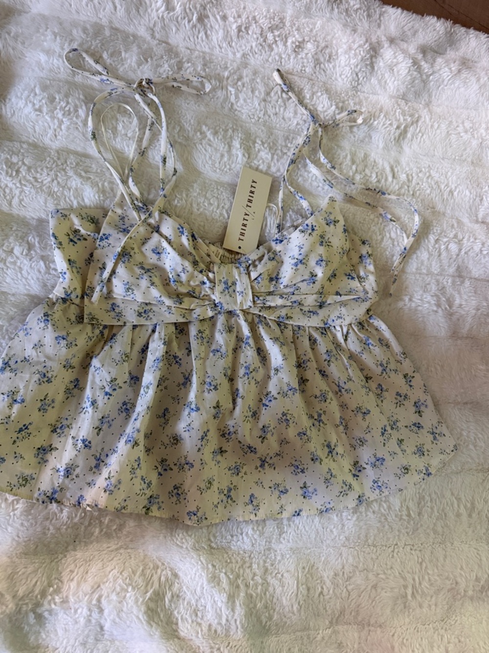 Beige Floral Tie-Strap Crop Top